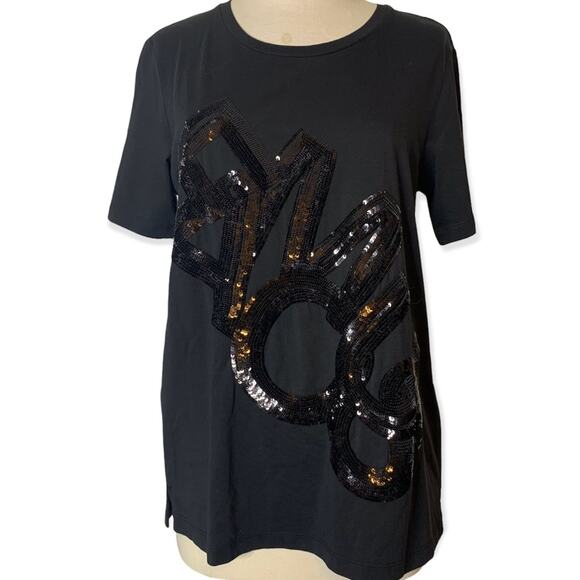 NWT Margittes famous sequin T-shirt graphic tee sz 36 - Picture 1 of 6